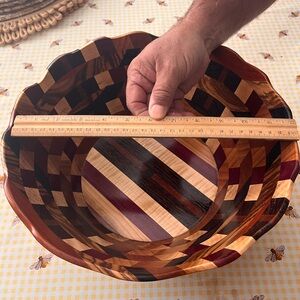 Handcrafted Wooden Bowl with Multicolor Design